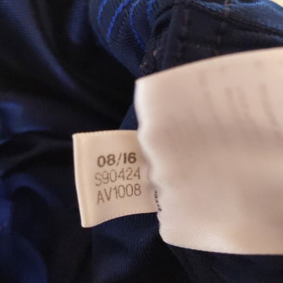 Adidas Mens L Navy Blue Track Pants Athletic 3 Stripe Workout Polyester - Picture 7 of 9